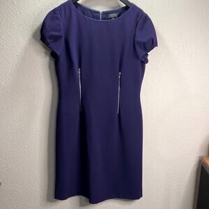 Tahari Women Eggplant Career Wear Shortsleeves  Knee Length Dress Size # 8P